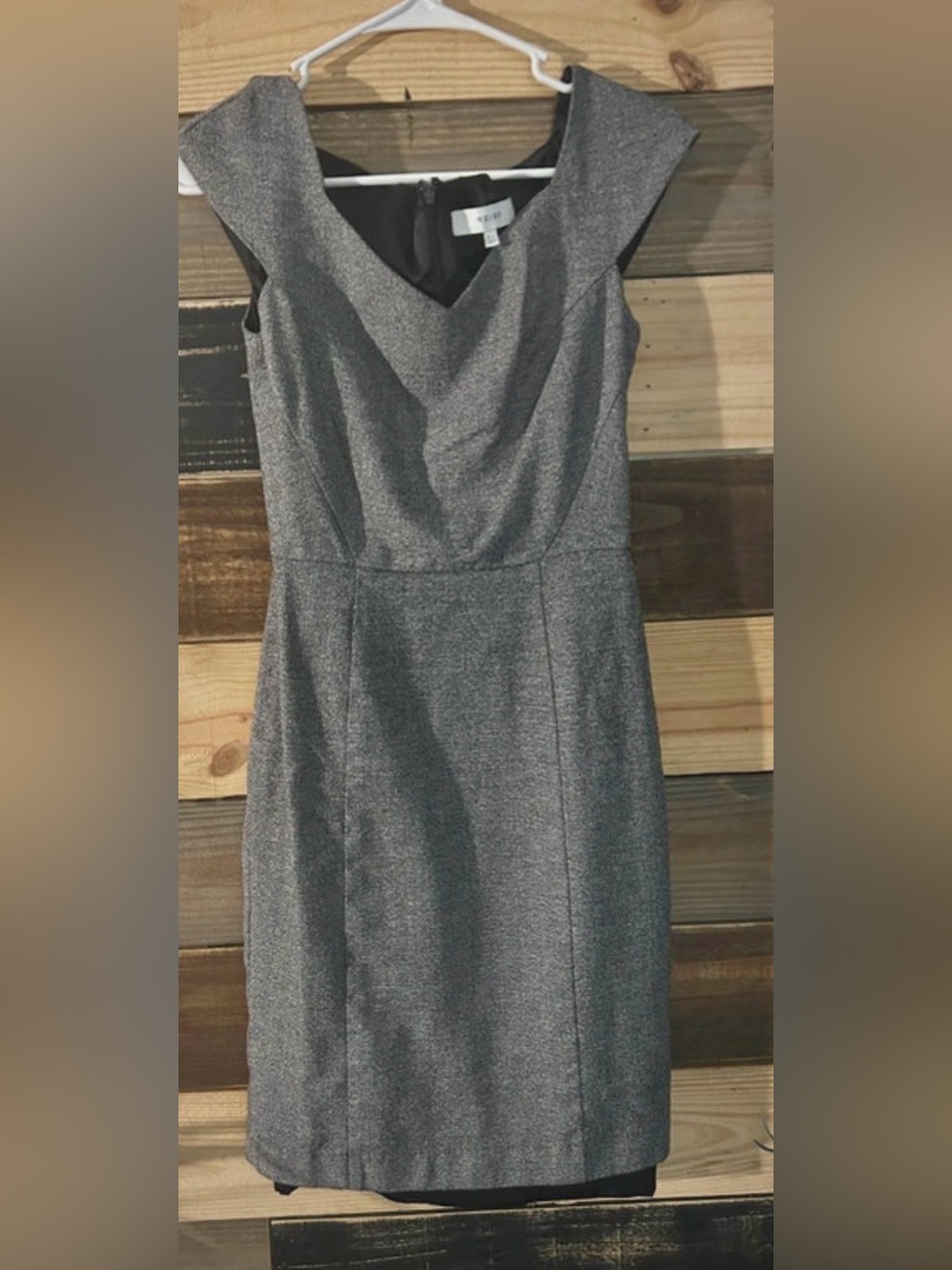 Reiss Silver-Gray Sheath Classic Tailored  Midi Dress M 8-10